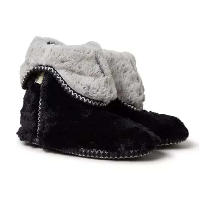 Dearfoams Beth Furry Womens Memory Foam Bootie Slippers