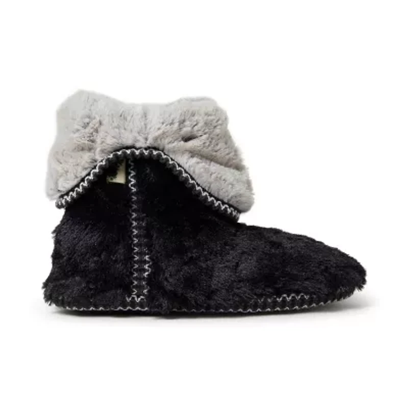 Dearfoams Beth Furry Womens Memory Foam Bootie Slippers