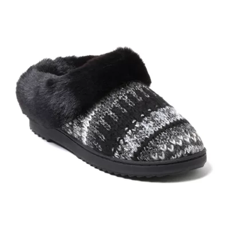 Dearfoams Hannah Festive Knit Womens Memory Foam Clog Slippers