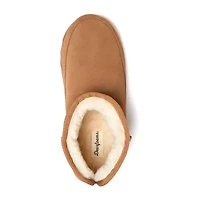 Dearfoams Gretchen Genuine Suede Mini Womens Memory Foam Bootie Slippers