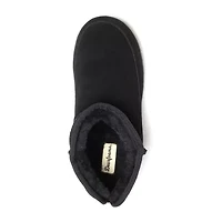 Dearfoams Gretchen Genuine Suede Mini Womens Memory Foam Bootie Slippers