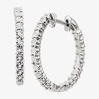 Limited Quantities! Womens Diamond Accent Natural White Diamond Sterling Silver 23.9mm Hoop Earrings