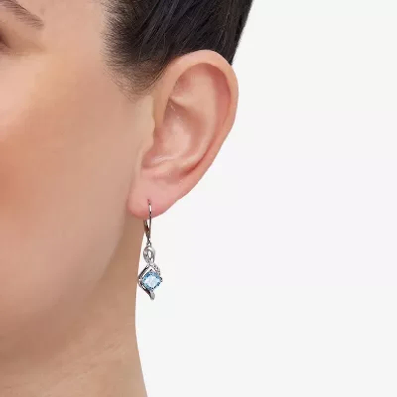 Limited Quantities! Womens Genuine Blue Topaz Sterling Silver Drop Earrings