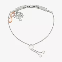 "Tree Of Life" Womens Lab Created White Sapphire 10K Rose Gold Sterling Silver Infinity Bolo Bracelet