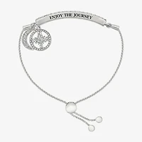 Womens Lab Created White Sapphire Sterling Silver Moon Bolo Bracelet