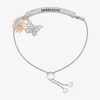"Hermanas" Womens Lab Created White Sapphire 10K Rose Gold Sterling Silver Bolo Bracelet