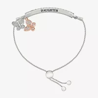 Womens Lab Created White Sapphire 10K Rose Gold Sterling Silver Butterfly Bolo Bracelet