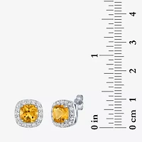 Gemstone Sterling Silver 10mm Cushion Stud Earrings