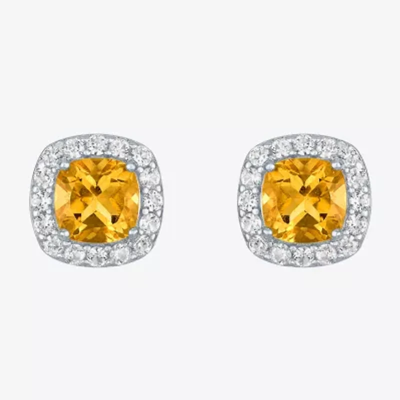 Gemstone Sterling Silver 10mm Cushion Stud Earrings