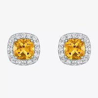 Gemstone Sterling Silver 10mm Cushion Stud Earrings