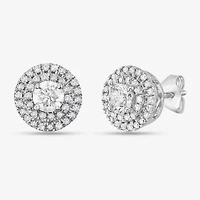 1 CT. T.W. Natural White Diamond 14K White Gold 9.7mm Round Stud Earrings