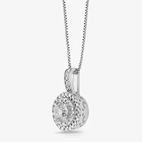 Womens 1/2 CT. T.W. Natural White Diamond 14K White Gold Round 18 Inch Pendant Necklace