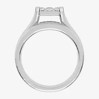 2 CT.T.W. Natural Princess & Round Diamond 10K or 14K White Gold Bridal Ring Set