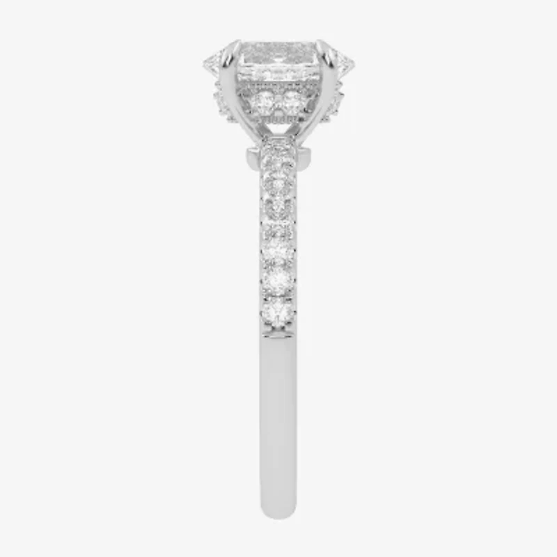 (G-H /  Si1-Si2) Womens 1 CT. T.W. Lab Grown White Diamond 10K Gold Oval Side Stone Engagement Ring