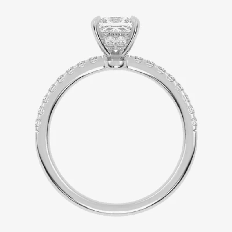 (G-H /  Si1-Si2) Womens 1 CT. T.W. Lab Grown White Diamond 10K Gold Side Stone Engagement Ring