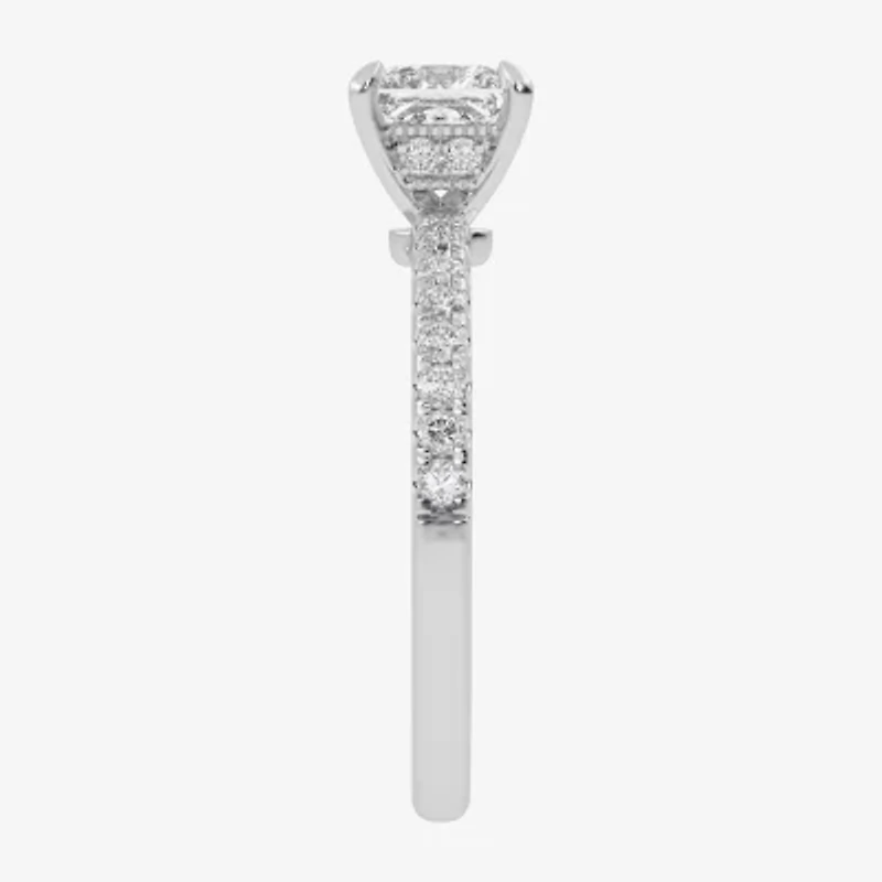 (G-H /  Si1-Si2) Womens 1 CT. T.W. Lab Grown White Diamond 10K Gold Side Stone Engagement Ring