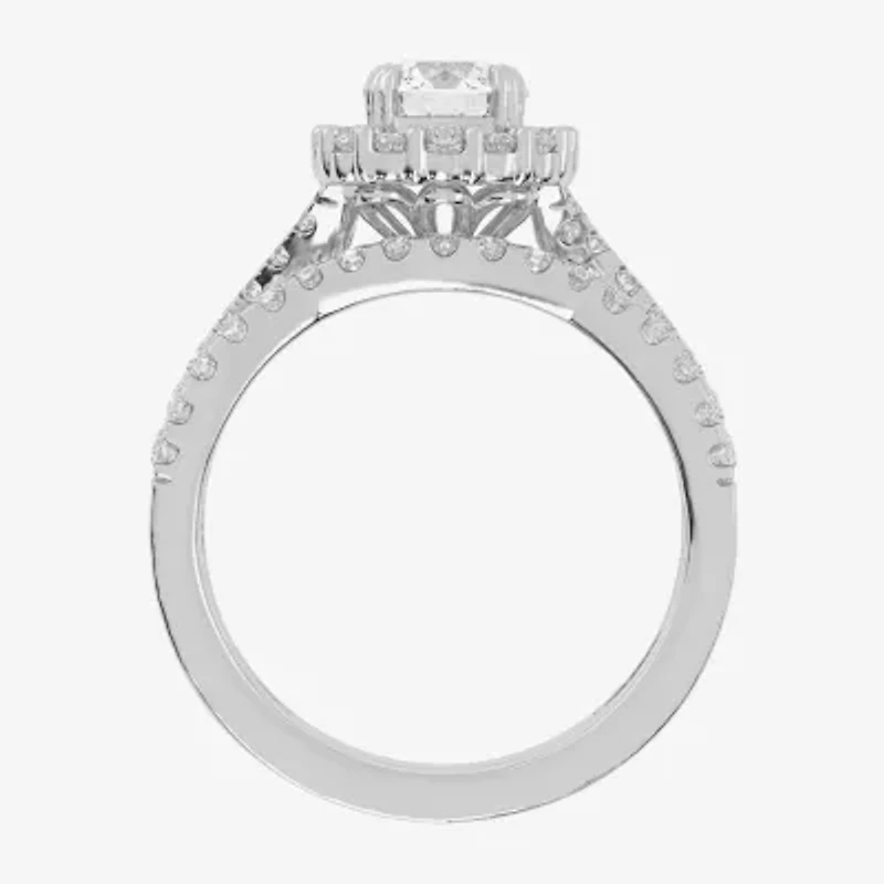 Signature By Modern Bride (G-H / Si1-Si2) Womens Lab Grown White Diamond 10K Gold Round Side Stone Halo Bridal Set