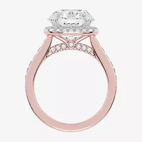 G-H / Vs2-Si1) Womens 3 1/2 CT. T.W Lab Grown White Diamond 14K Gold Side Stone Halo Engagement Ring