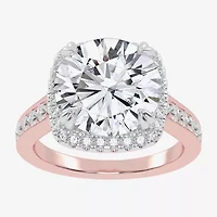 G-H / Vs2-Si1) Womens 3 1/2 CT. T.W Lab Grown White Diamond 14K Gold Side Stone Halo Engagement Ring