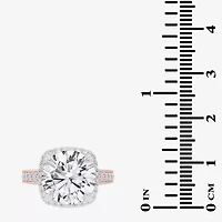 G-H / Vs2-Si1) Womens 3 1/2 CT. T.W Lab Grown White Diamond 14K Gold Side Stone Halo Engagement Ring