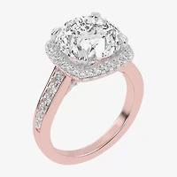 G-H / Vs2-Si1) Womens 3 1/2 CT. T.W Lab Grown White Diamond 14K Gold Side Stone Halo Engagement Ring