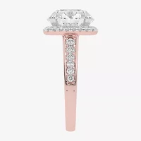 G-H / Vs2-Si1) Womens 3 1/2 CT. T.W Lab Grown White Diamond 14K Gold Side Stone Halo Engagement Ring