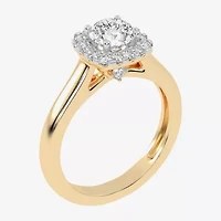 1 CT. T.W. Lab-Grown (G-H / SI1-SI2) Diamond Cushion Halo Engagement Ring 10K Gold