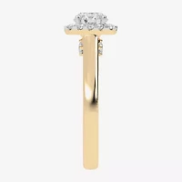 1 CT. T.W. Lab-Grown (G-H / SI1-SI2) Diamond Cushion Halo Engagement Ring 10K Gold