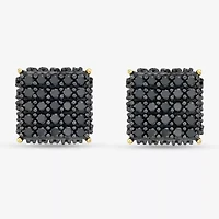 1 3/4 CT. T.W. Natural Black Diamond 14K Gold Over Silver Sterling Silver 8mm Square Stud Earrings