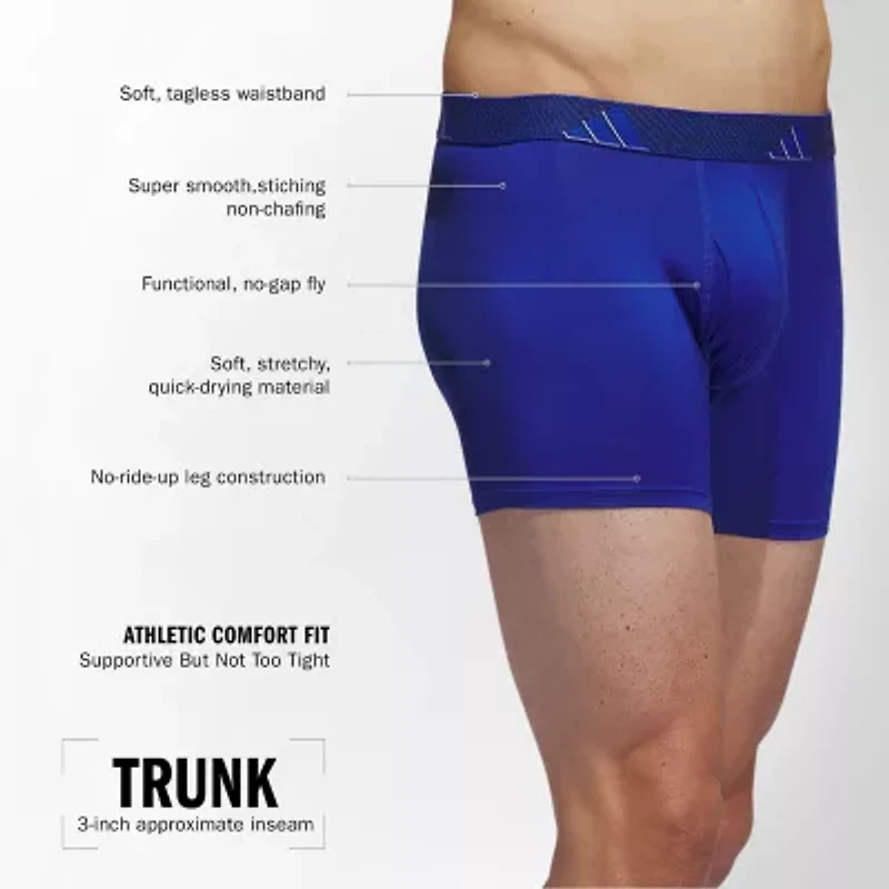 adidas Performance Microfiber Mens 3 Pack Comfort Waistband Trunks 5158586