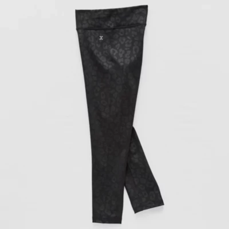 Xersion Leopard Print Little & Big Kid Girls Moisture Wicking Quick Dry High Rise Knit 21" Active Full Length Leggings