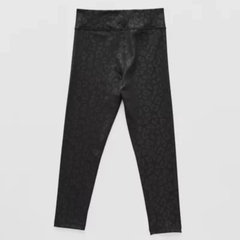 Xersion Leopard Print Little & Big Kid Girls Moisture Wicking Quick Dry High Rise Knit 21" Active Full Length Leggings