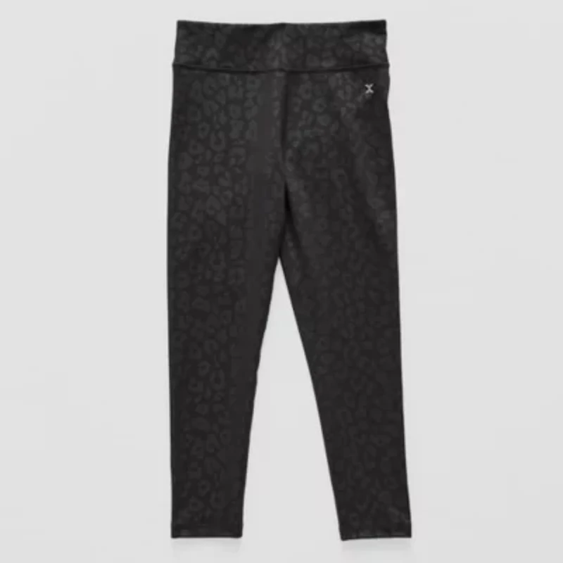 Xersion Leopard Print Little & Big Kid Girls Moisture Wicking Quick Dry High Rise Knit 21" Active Full Length Leggings