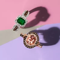 Le Vian® Grand Sample Sale™ Ring featuring 3/4 CT. Emerald 1/4 CT. Chocolate Diamonds® 1/2 CT. Nude Diamonds™ set in 14K Vanilla Gold®