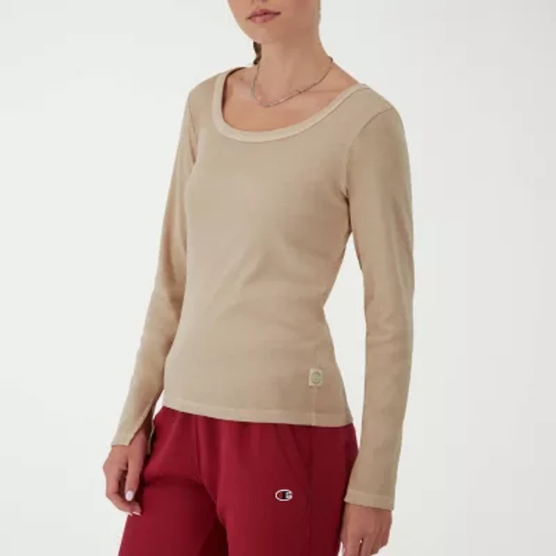 Champion Womens Scoop Neck Long Sleeve Active T-Shirt