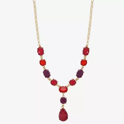 Mixit Gold Tone & Red Womens 17 Inch Y Necklace
