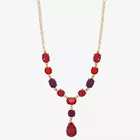 Mixit Gold Tone & Red Womens 17 Inch Y Necklace