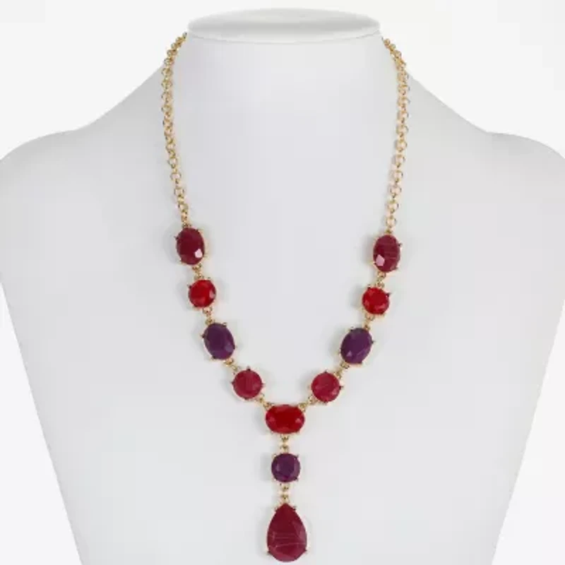 Mixit Gold Tone & Red Womens 17 Inch Y Necklace