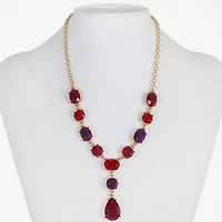 Mixit Gold Tone & Red Womens 17 Inch Y Necklace