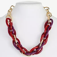 Mixit Gold Tone & Red Womens 17 Inch Collar Necklace