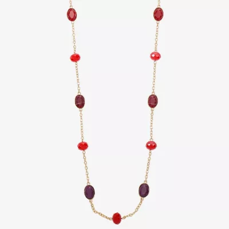 Mixit Gold Tone & Red Womens 36 Inch Strand Necklace