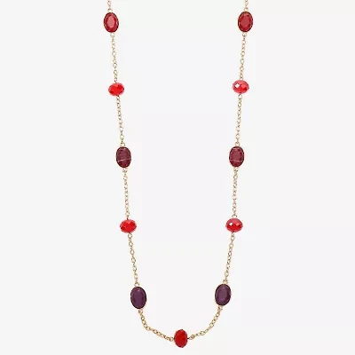 Mixit Gold Tone & Red Womens 36 Inch Strand Necklace