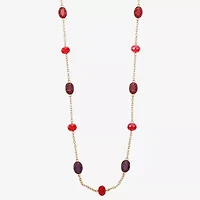 Mixit Gold Tone & Red Womens 36 Inch Strand Necklace