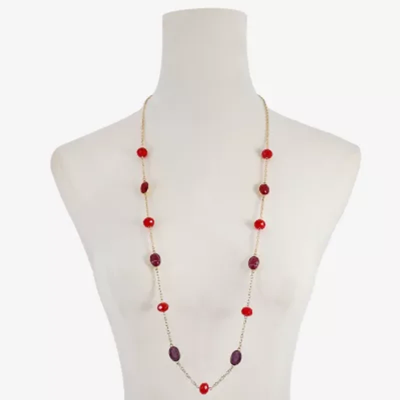 Mixit Gold Tone & Red Womens 36 Inch Strand Necklace