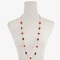 Mixit Gold Tone & Red Womens 36 Inch Strand Necklace