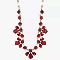Mixit Gold Tone & Red Womens 17 Inch Collar Necklace