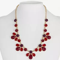 Mixit Gold Tone & Red Womens 17 Inch Collar Necklace