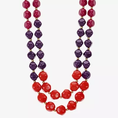 Mixit Gold Tone & Red Womens 17 Inch Strand Necklace