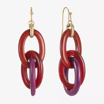 Mixit Gold Tone & Red Womens Drop Earrings