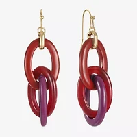 Mixit Gold Tone & Red Womens Drop Earrings